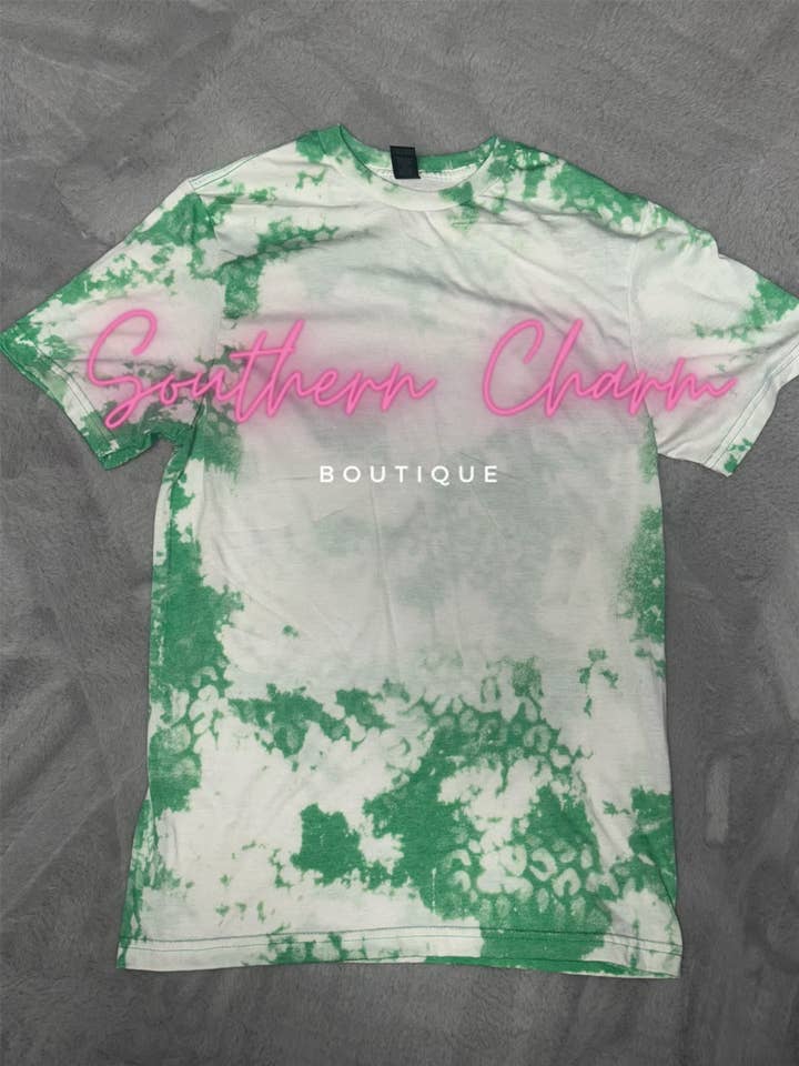 Green Scrunch & Leopard Blank Tees (Green) for wholesale by Southern Charm Boutique
