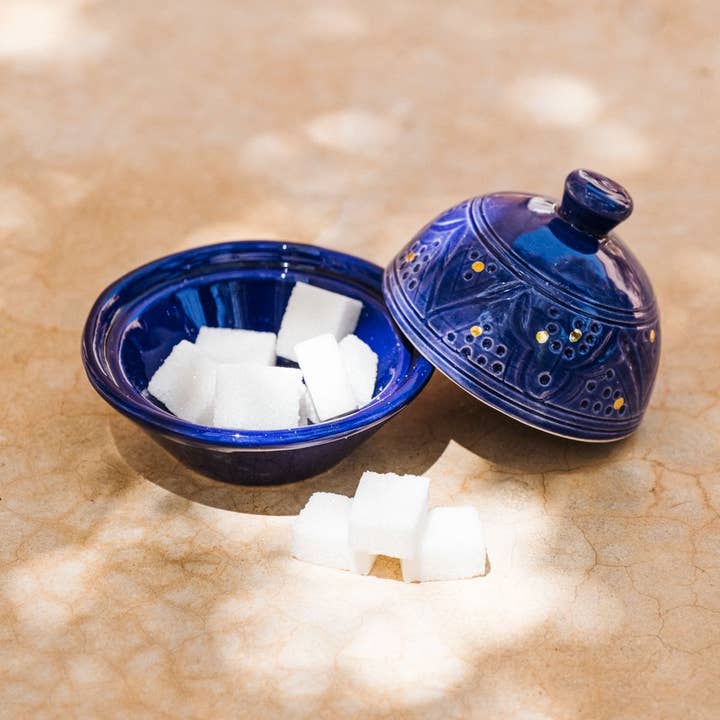 Chabi Chic – Engroshandel Krukke – Majorelle blå præget smørfad x1 & Fassia Lilas x1
