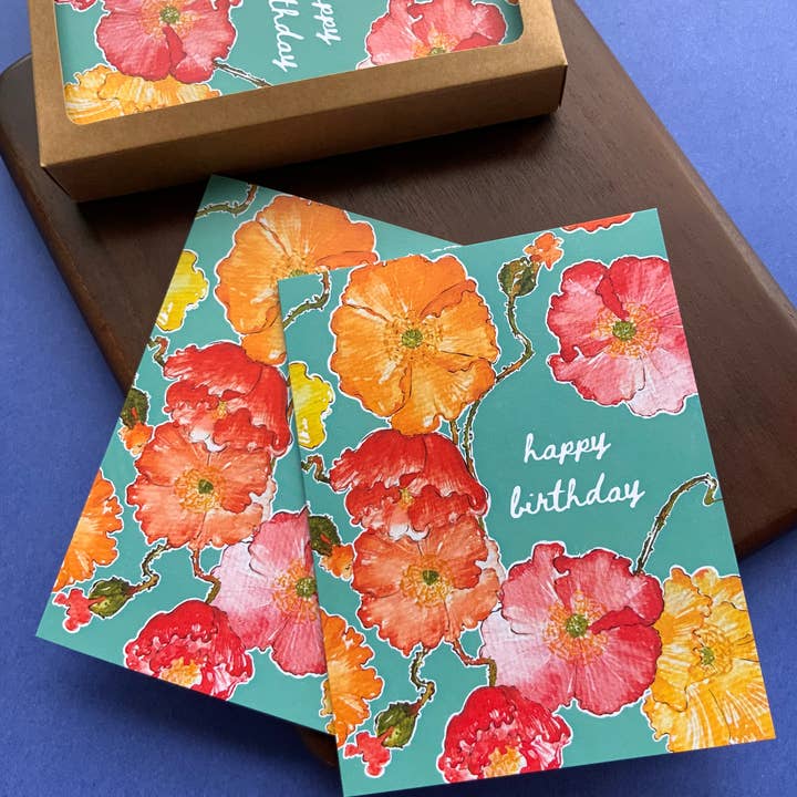 papierwinkel - Wholesale Birthday Card - Floral Happy Birthday Card | Floral Birthday Card Packs
4