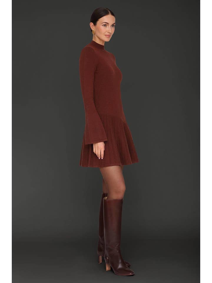 Rust Asymmetric Hem Mini Sweater Dress for wholesale on Faire4