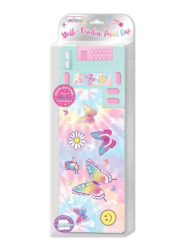 Multi-Function Pencil Case,Tie Dye Butterfly for wholesale by Hot Focus, Inc.