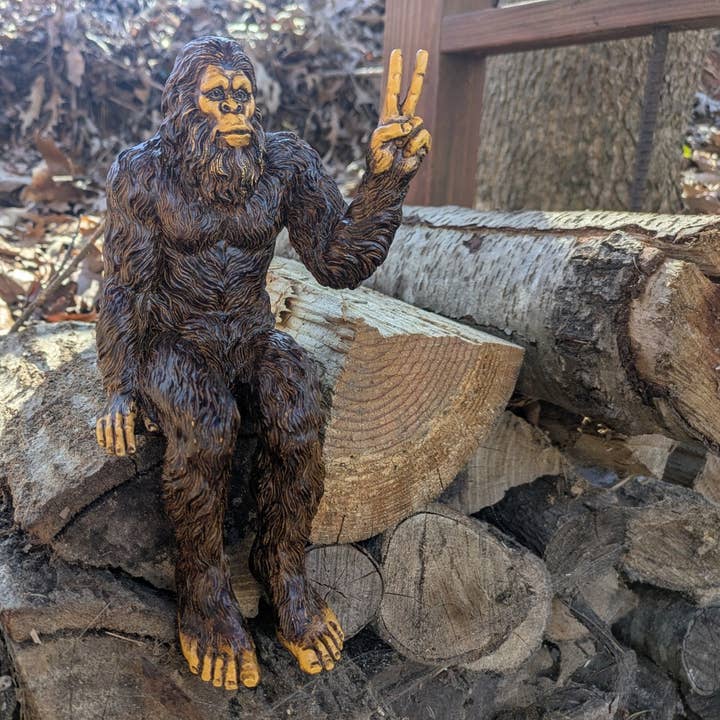 John Bernard & Company - Wholesale Decorative Figurine - Bigfoot Peace Sign Sasquatch Statue 10 inch H Shelf Sitter7