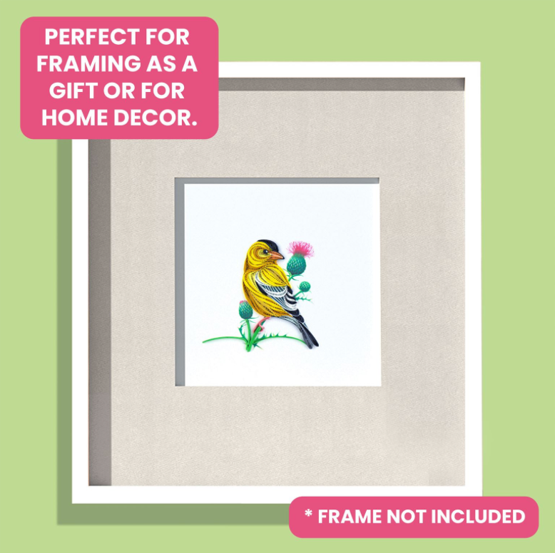 Second Nature Ltd - Wholesale Everyday Greeting Card - American Goldfinch - Quilling Card, Handmade Greeting Card1