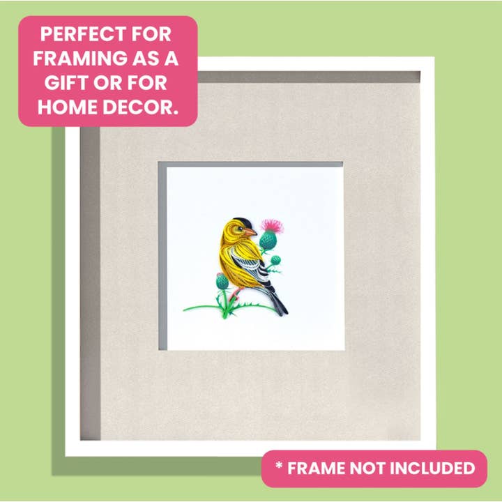 Second Nature Ltd - Wholesale Everyday Greeting Card - American Goldfinch - Quilling Card, Handmade Greeting Card1