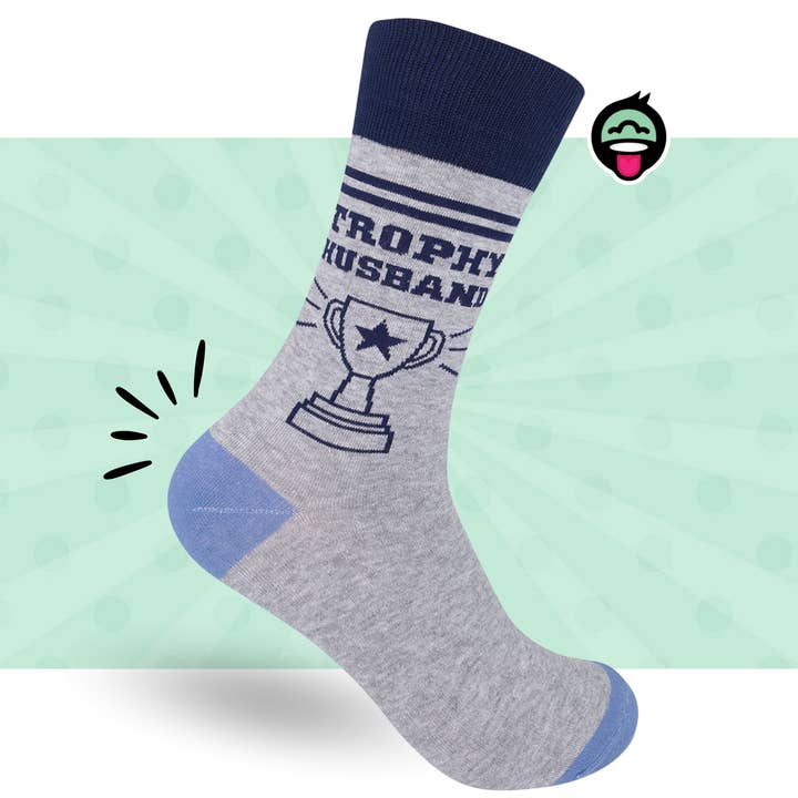 Funatic - About Face Designs - Nice Enough Merch Co - Wholesale Socks - Men's - Trophy Husband Socks | Funny | Men's | Groom Gift | Funatic
