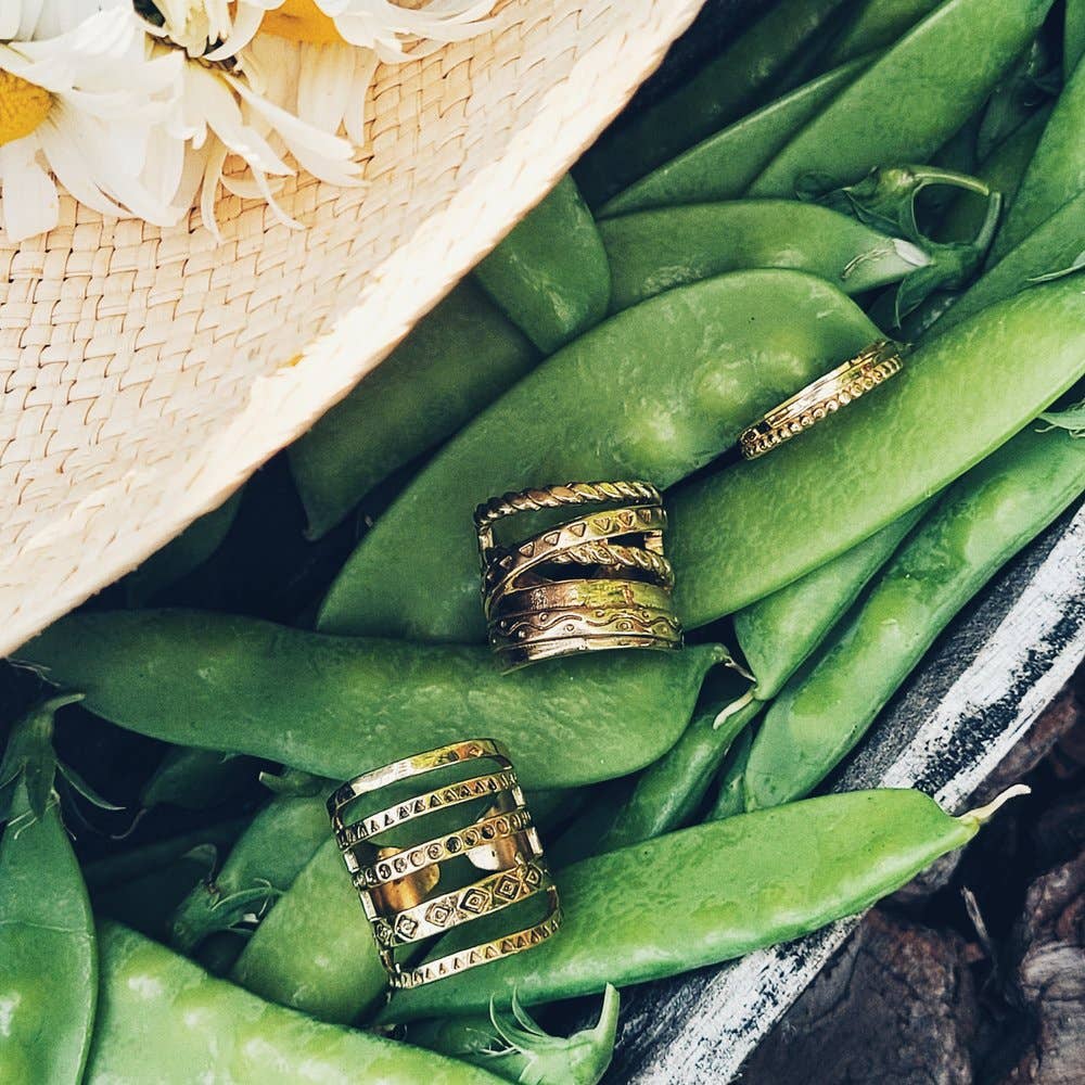 Bisjoux - Vente Anneau/bague à empiler - Bague en laiton superposée, design réglable à la main2
