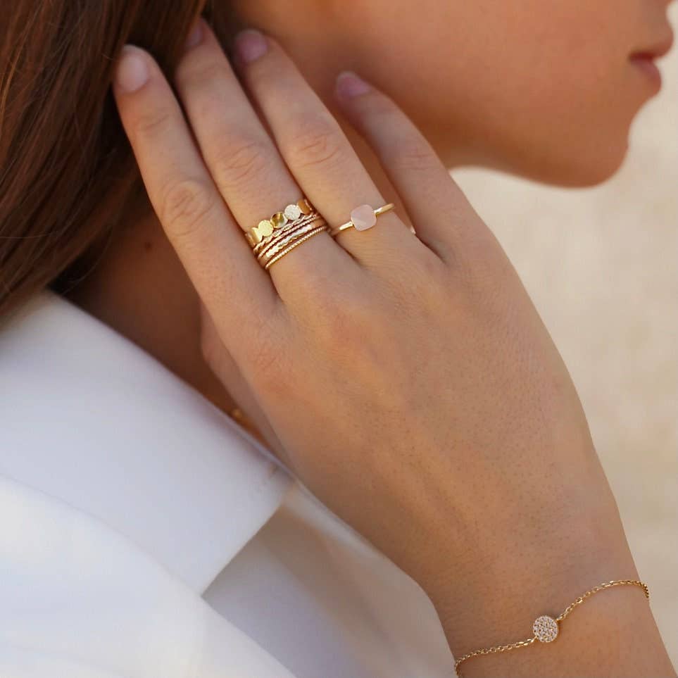 Victoire Collection - Vente Anneau/bague à empiler - Bague femme plaqué or triple rangs2