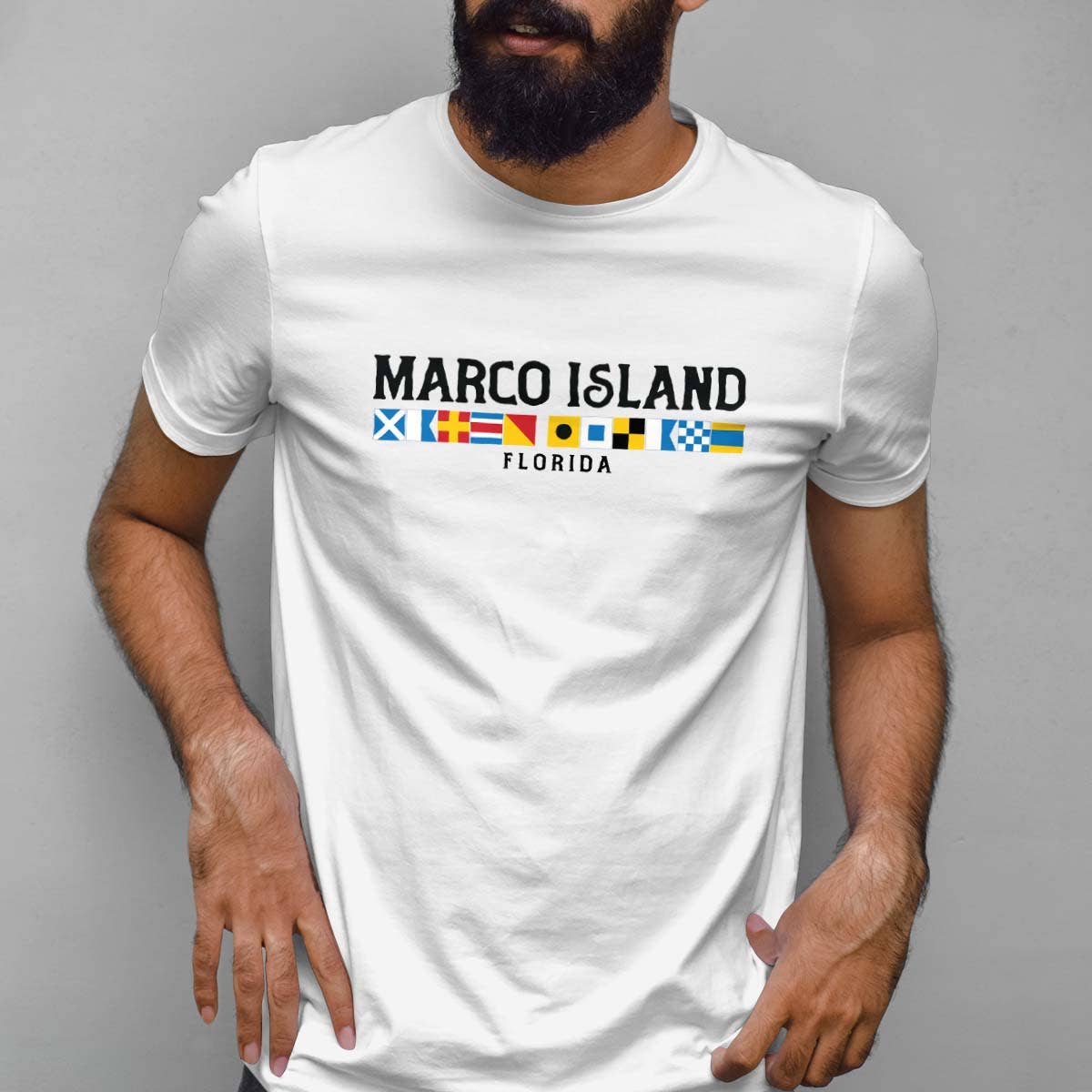 RetroPlanet - Wholesale T-Shirt (Graphic) - Unisex - Marco Island Florida Nautical Flags T-Shirt Adult S-2X8
