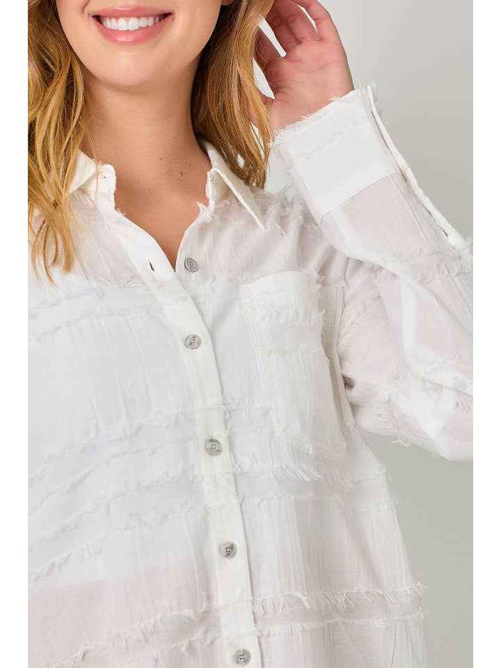 Mystree - Wholesale Button Down Shirt - Women's - 60000 Button Down Textured Gauze Shirt