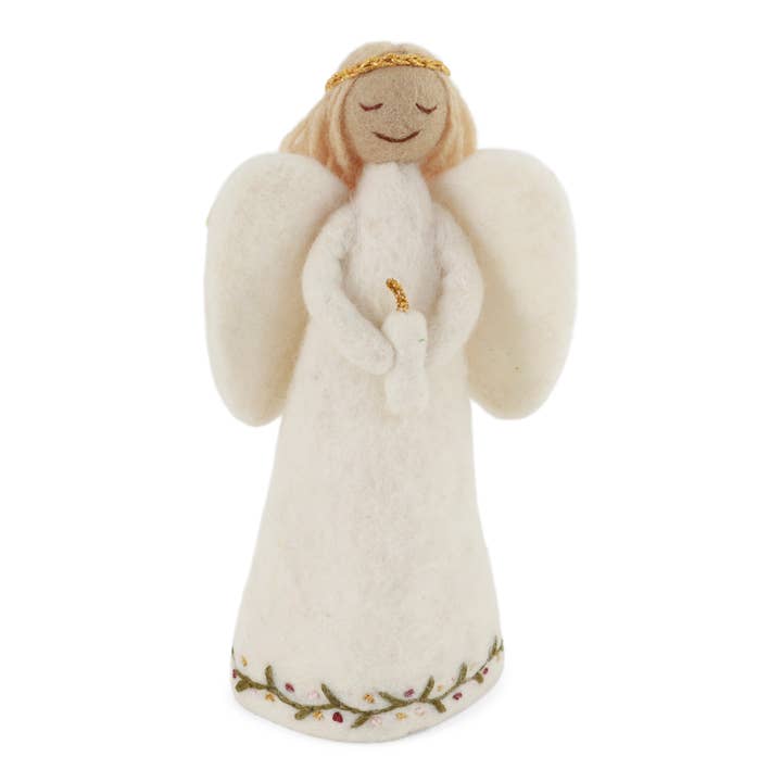Angel w/Embroidery Holding Candle - Tree Topper for wholesale by Gry and Sif
