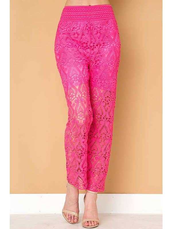MIO WHOLESALE - Wholesale Pants - Women's - P100 CROCHET LACE OVERLAY MESH PANTS2