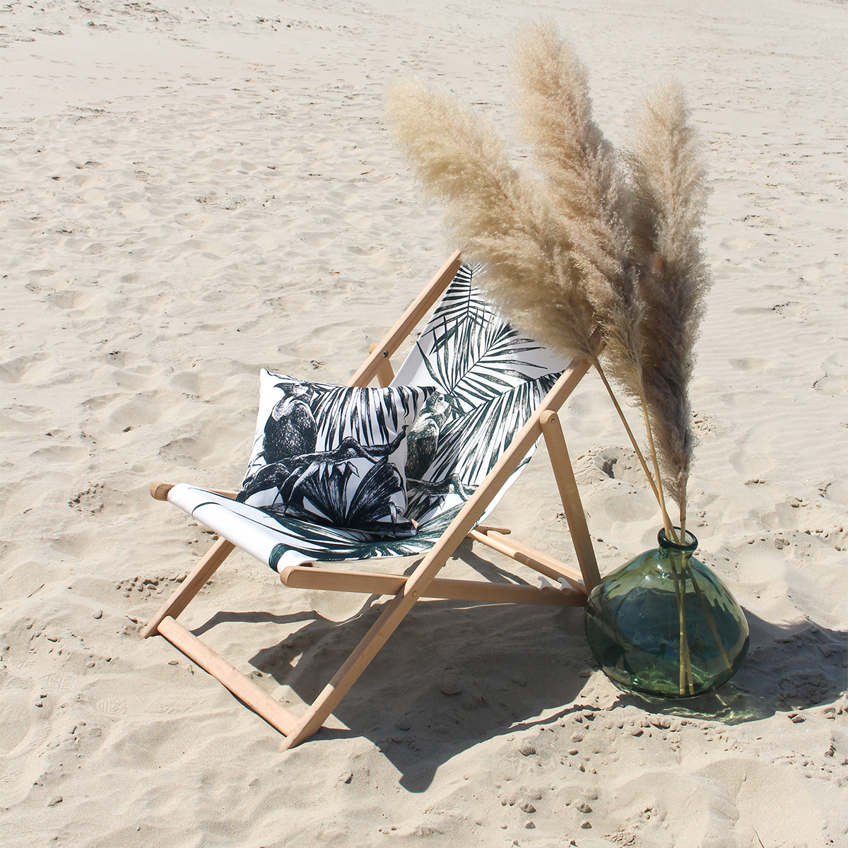 Héritage Studio – Cadeira de exterior por atacado – Deckchair Tropical Perroquet Preto, Branco, 100% Poliéster1