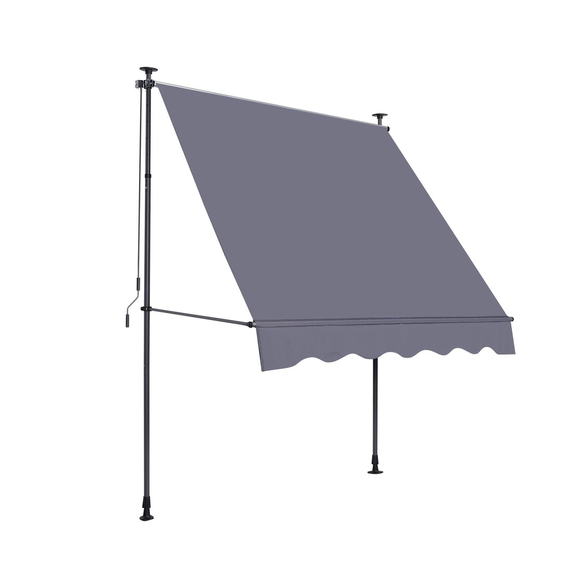 39F Inc. - Wholesale Patio Umbrella - Manual Retractable Patio Awning – 118" UV-Resistant Grey4