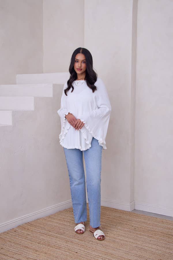 SAACHI - Wholesale Poncho - Women's - Talia Ruffled Hem Poncho Sweater28