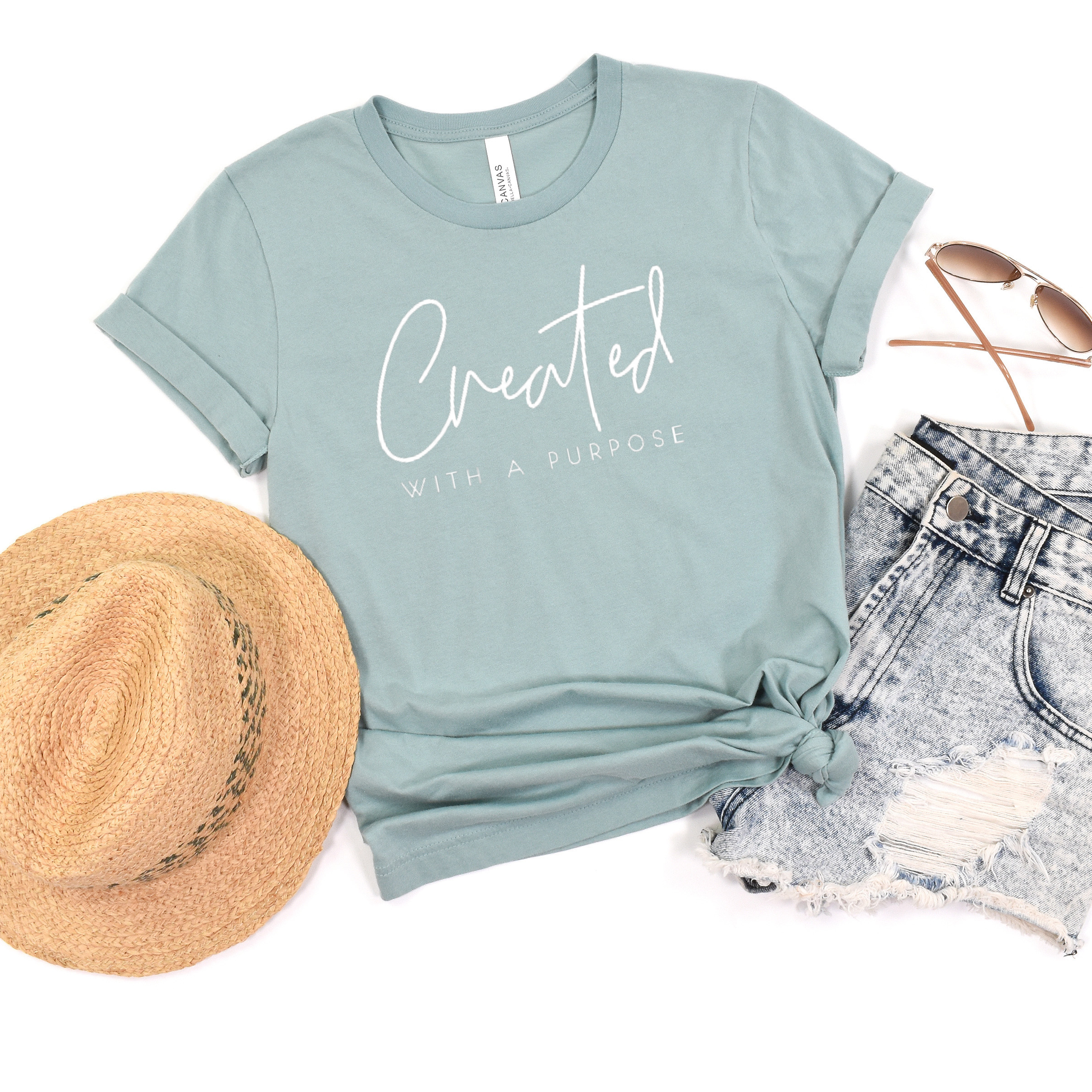 Wholehearted Motherhood and Co. - Vendita all'ingrosso Maglietta serigrafata - Donna - Maglietta Created With A Purpose - Self Love Tee - Christian tee0