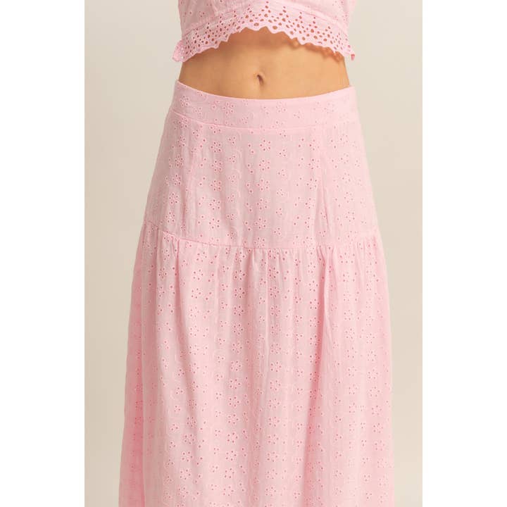 HYFVE - Wholesale Top & Skirt Set - Women's - HF25E214-SET-Strapless Top And Skirt Eyelet Set