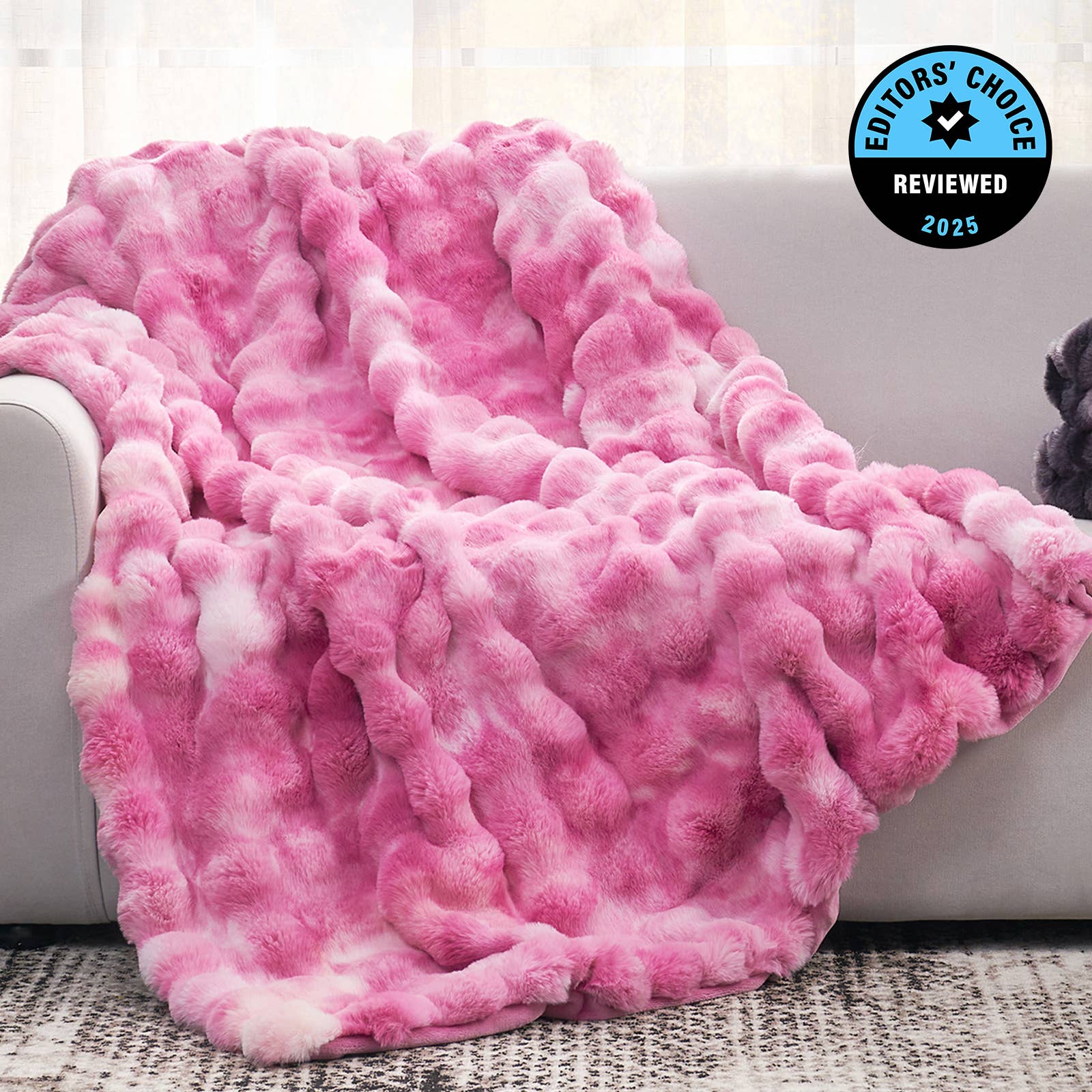 DreamValley - Wholesale Throw Blanket - CB Luxurious Faux Fur Bubble Throw Blankets, Tie-dye Color11
