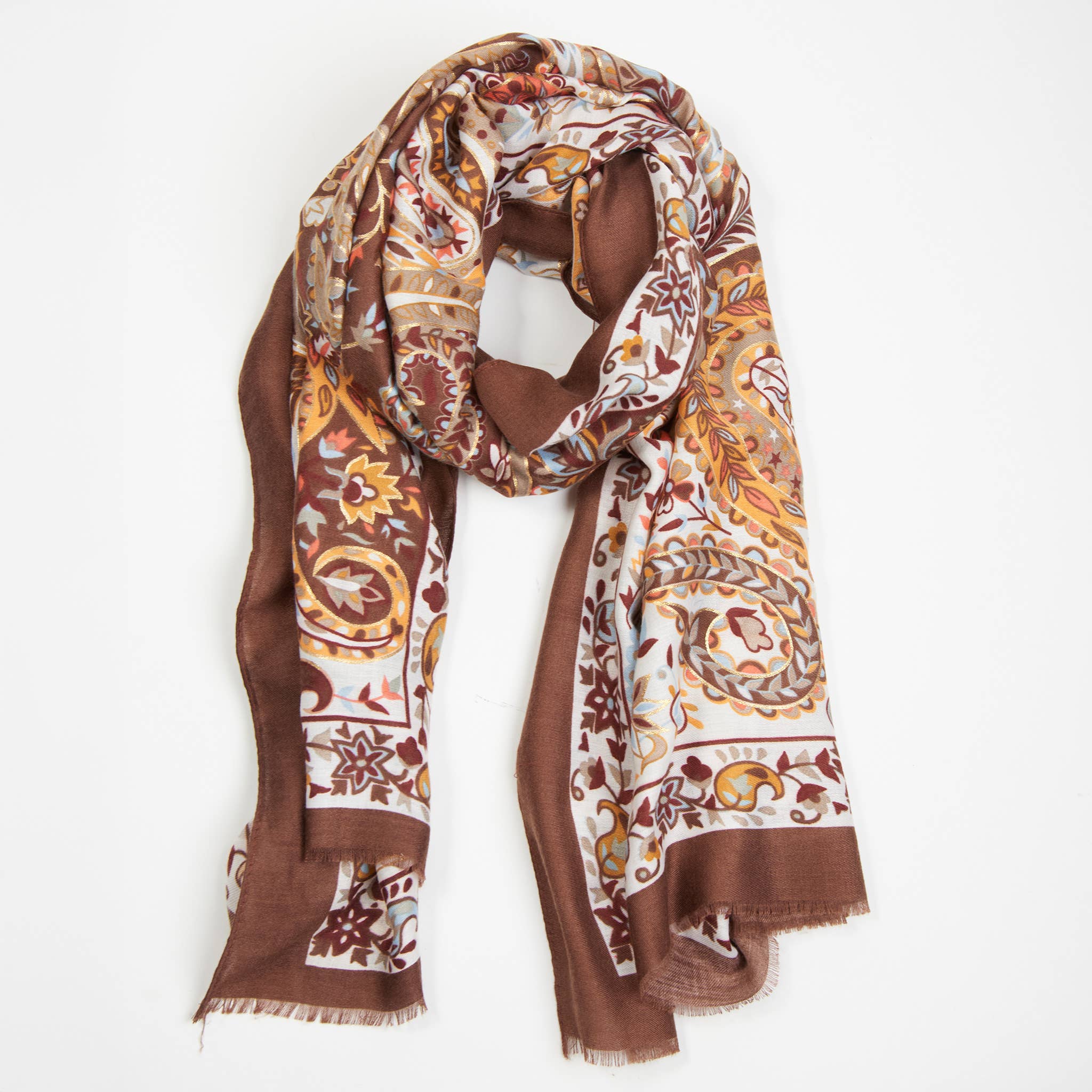 Cappuccino Amina Paisley Lightweight Fashion Scarf for wholesale on Faire2