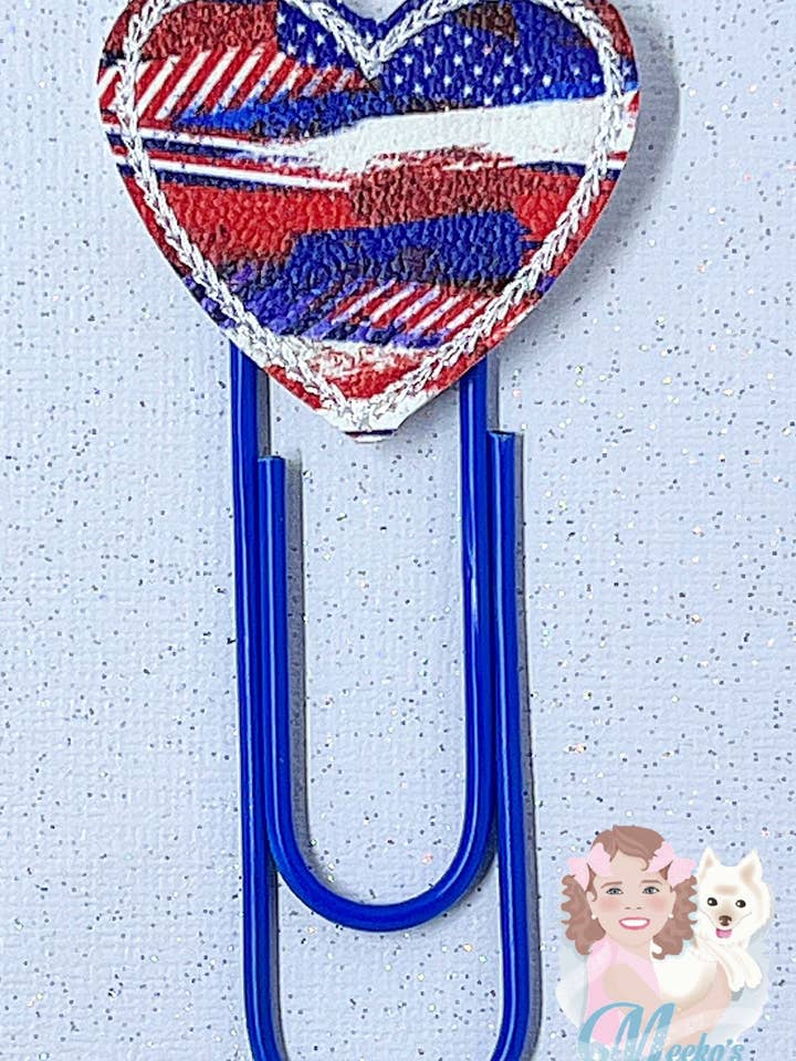 Clip et marque-page Patriotic Heart Planner pour les amateurs de livres pour la vente par Meeko’s Must Haves
