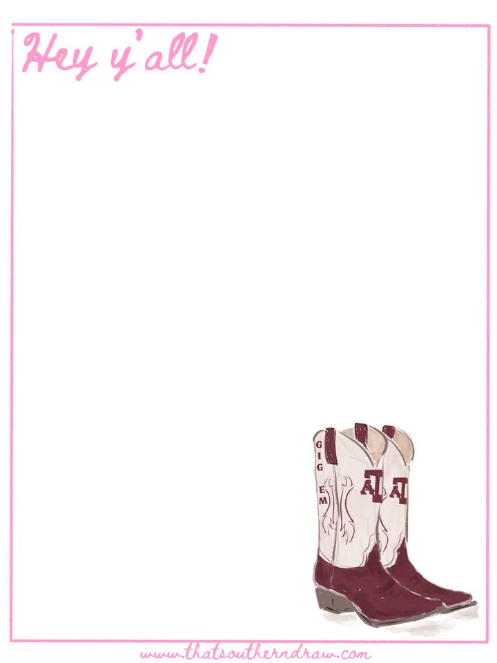CUSTOM DRAWN A&M NOTEPAD for wholesale by That Southern Draw