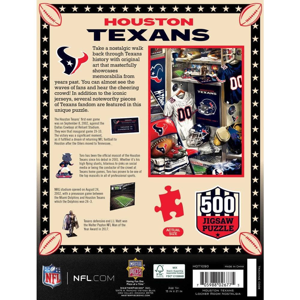 Masterpieces Puzzles - Wholesale Puzzle - Adult - Houston Texans - Locker Room 500 Piece Jigsaw Puzzle2