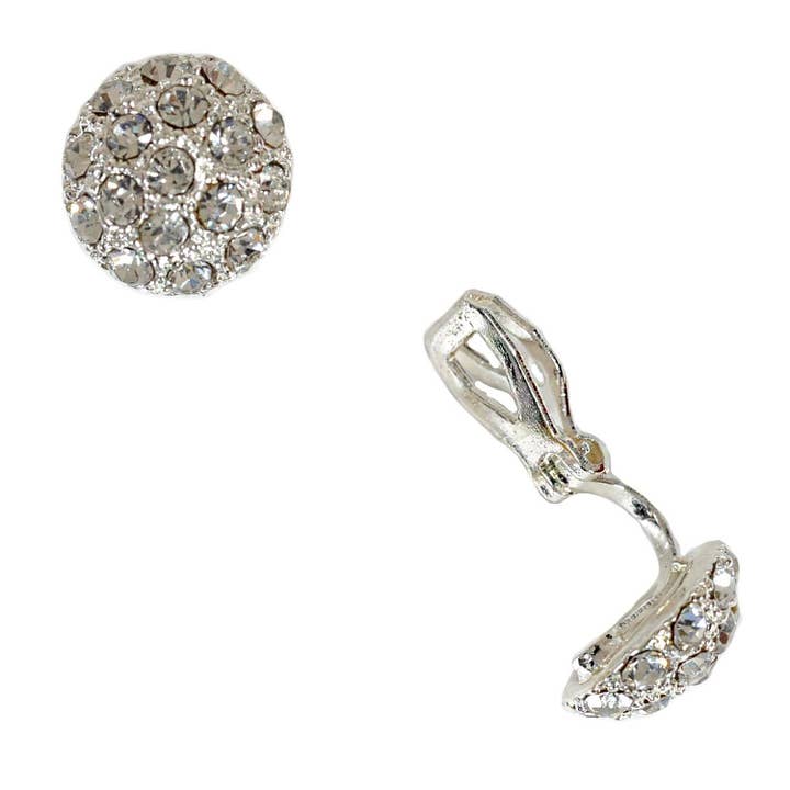 (20076C100) Silver Crystal Round Clip Earrings for wholesale by Cool Crystals
