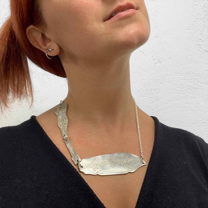 Colar de Talheres com Banho de Prata por atacado de Gleamlety