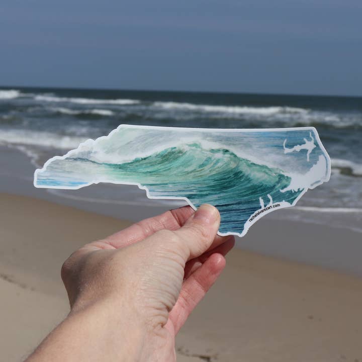 Rachel Alvarez Art - Wholesale Sticker - North Carolina Vinyl Sticker Ocean Wave - Large0