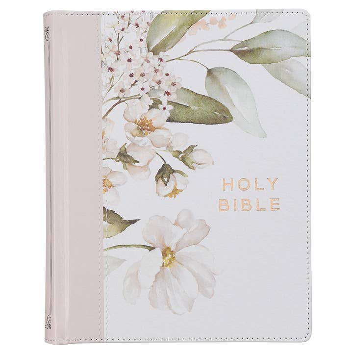 KJV Note-taking Bible Faux Leather HC, Gray Floral Printed for wholesale by Christian Art Gifts
