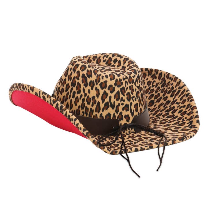 Cap Zone - Wholesale Cowboy Hat - Women's - Brown Longhorn Faux Leopard Felt Cowboy Hat6