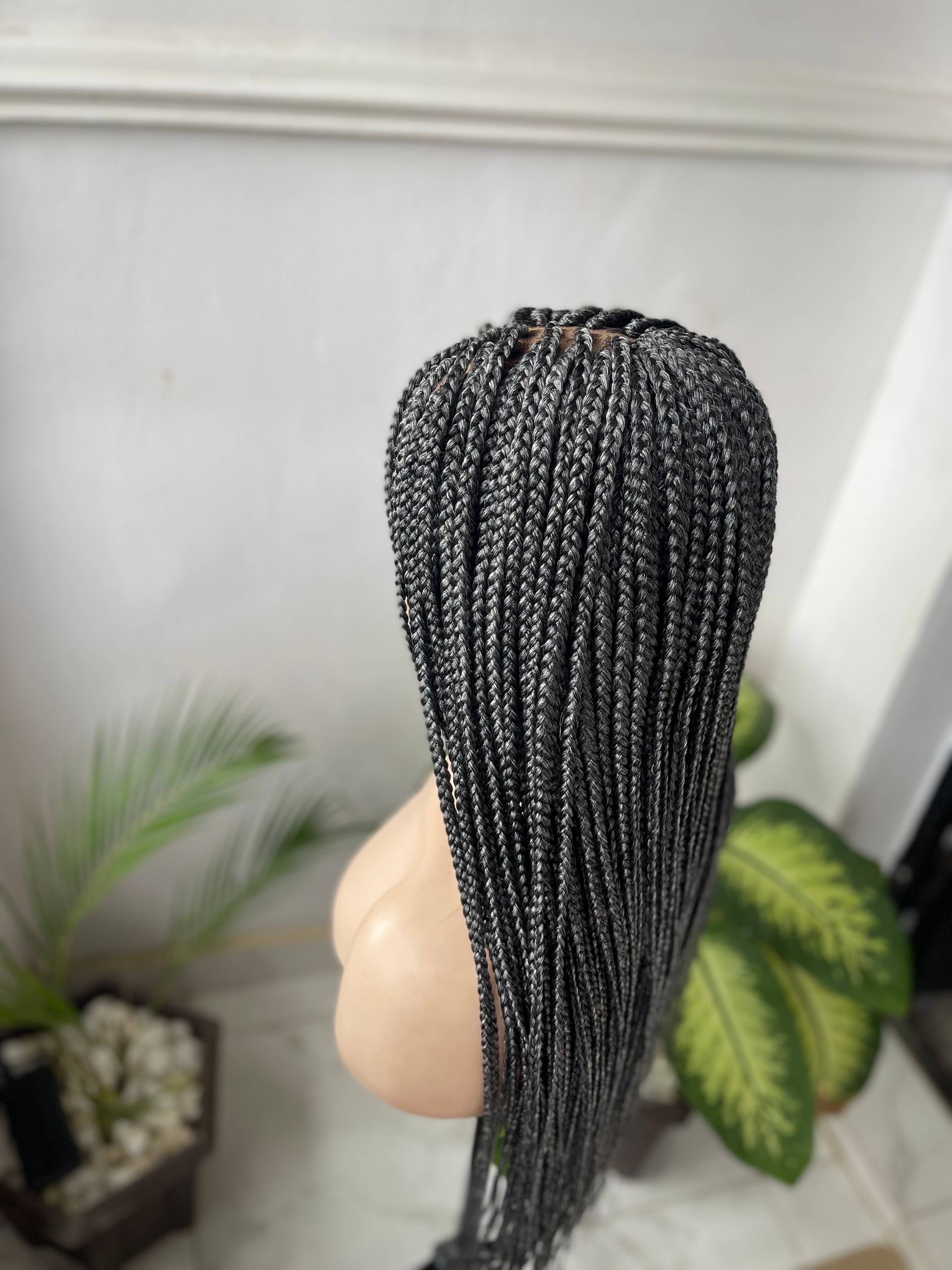 Lamuskwigs - Wholesale Wig/Hair Piece - Ready to ship Grey braided wig in closure. Glueless lace8