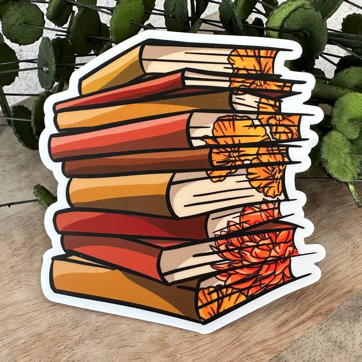 Orange Floral Book Sticker for wholesale by Everyday H2O