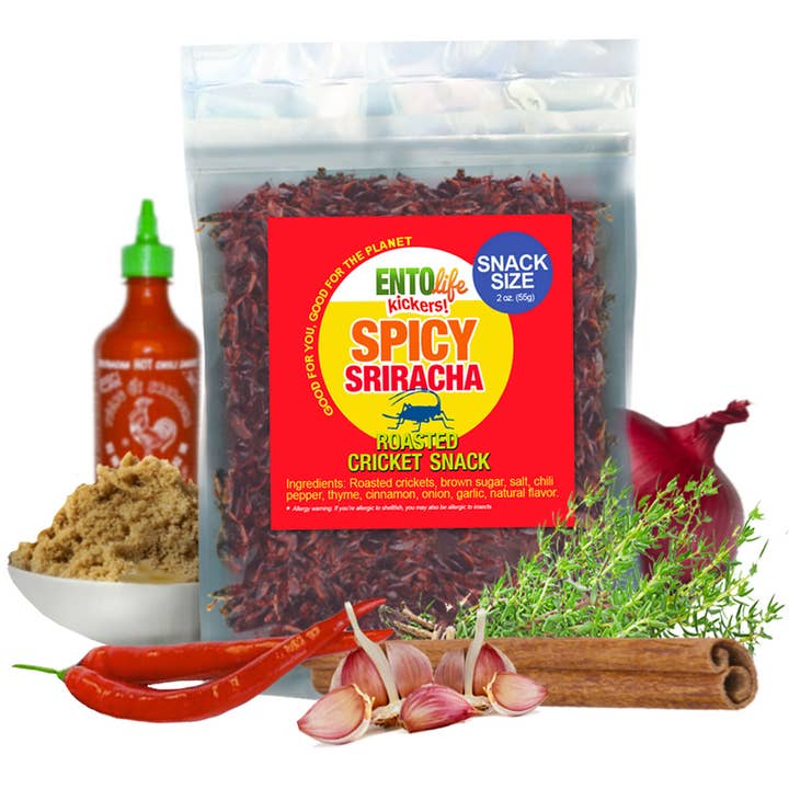 Sriracha Cricket Snacks for wholesale by EntoLife Edible Insects - Crickets, Ants & Scorpions!