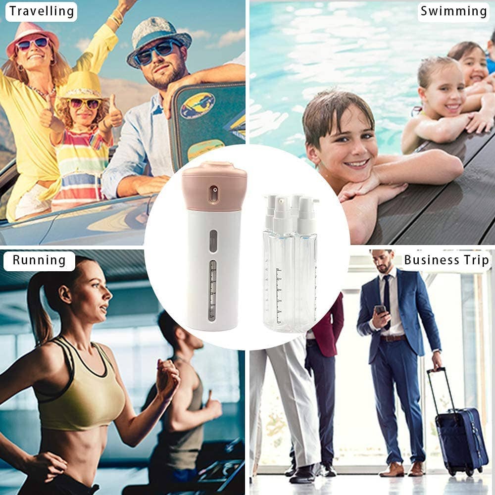 Krediz – Engroshandel Rejseflaske og beholder – 4-i-1 Smart Rejseflaskesæt, inkluderer 4 tomme genanvendelige 40 ml kosmetiske toiletartikler til shampoo, sæbe, lotion, hudpleje, makeup-produkter, håndsprit5