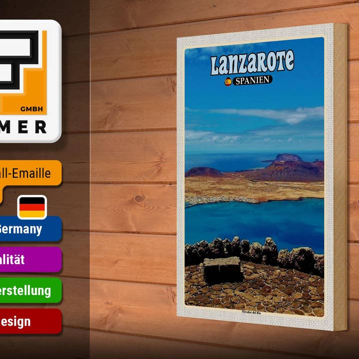 Femer - Wholesale Sign - Travel sign 20x30 cm Lanzarote Spain Mirador del Rio sign wooden sign2