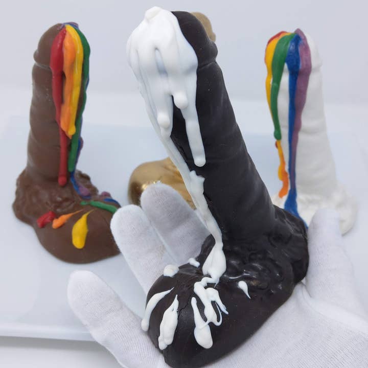 Wild Angel Treats, LLC - Wholesale Chocolate - Penis Solid Chocolate-optional Gold Dust or Pride Rainbow