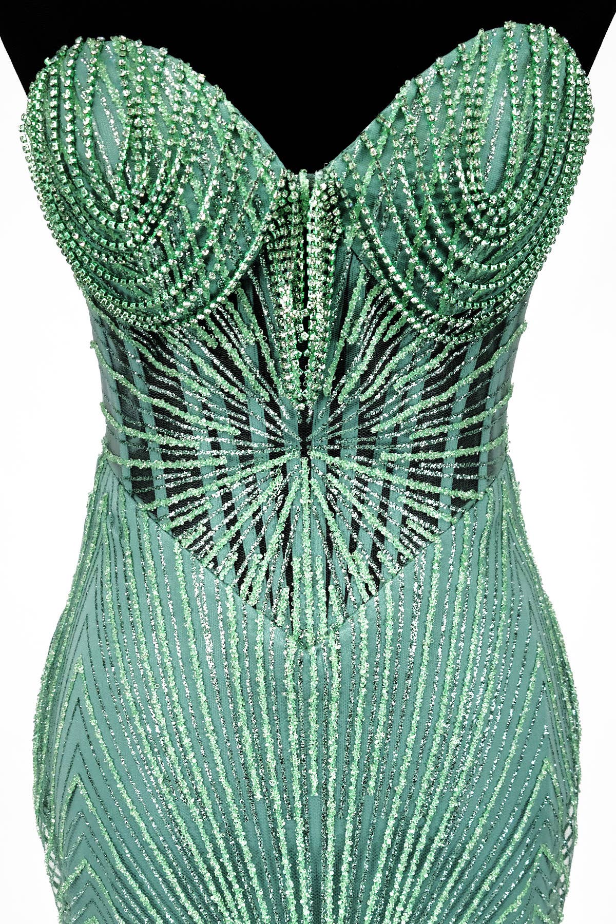 Chicas - Wholesale Gown - Women's - Long sparkling mermaid dress with hanging jewels CF00132