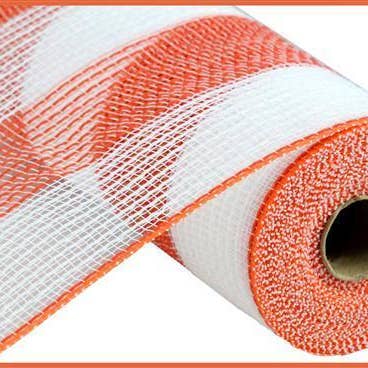 10.25"X10Yd Faux Jute/Pp Wide Stripe White/Orange RY8314J7 for wholesale by DecoExchange