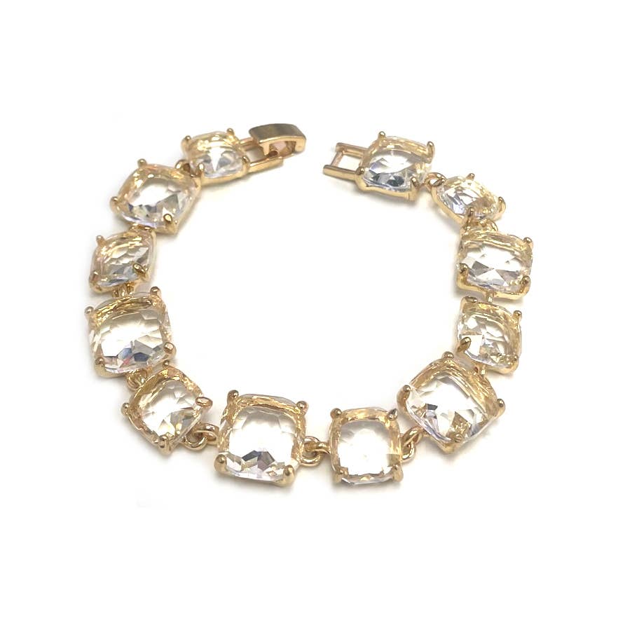 StarryNYC - Wholesale Link & Chain Bracelet - Cushion Cut Glass Crystal Linked Station Bracelet12