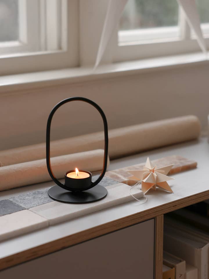 Matte Black Eternal Oval Tealight Candle Holder for wholesale by SUNNY HOME