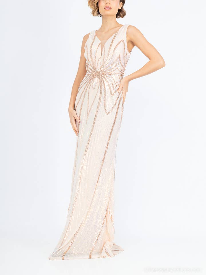 Long shiny evening dress - 19032 for wholesale by Marie June