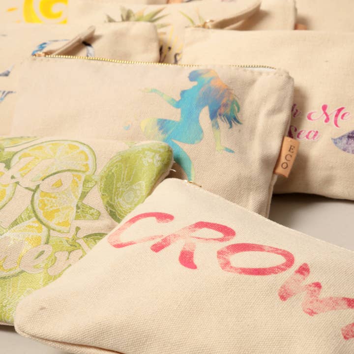 Fashion City - Wholesale Pouch - Women's - Multi Print Cotton Canvas Eco Pouch Bags