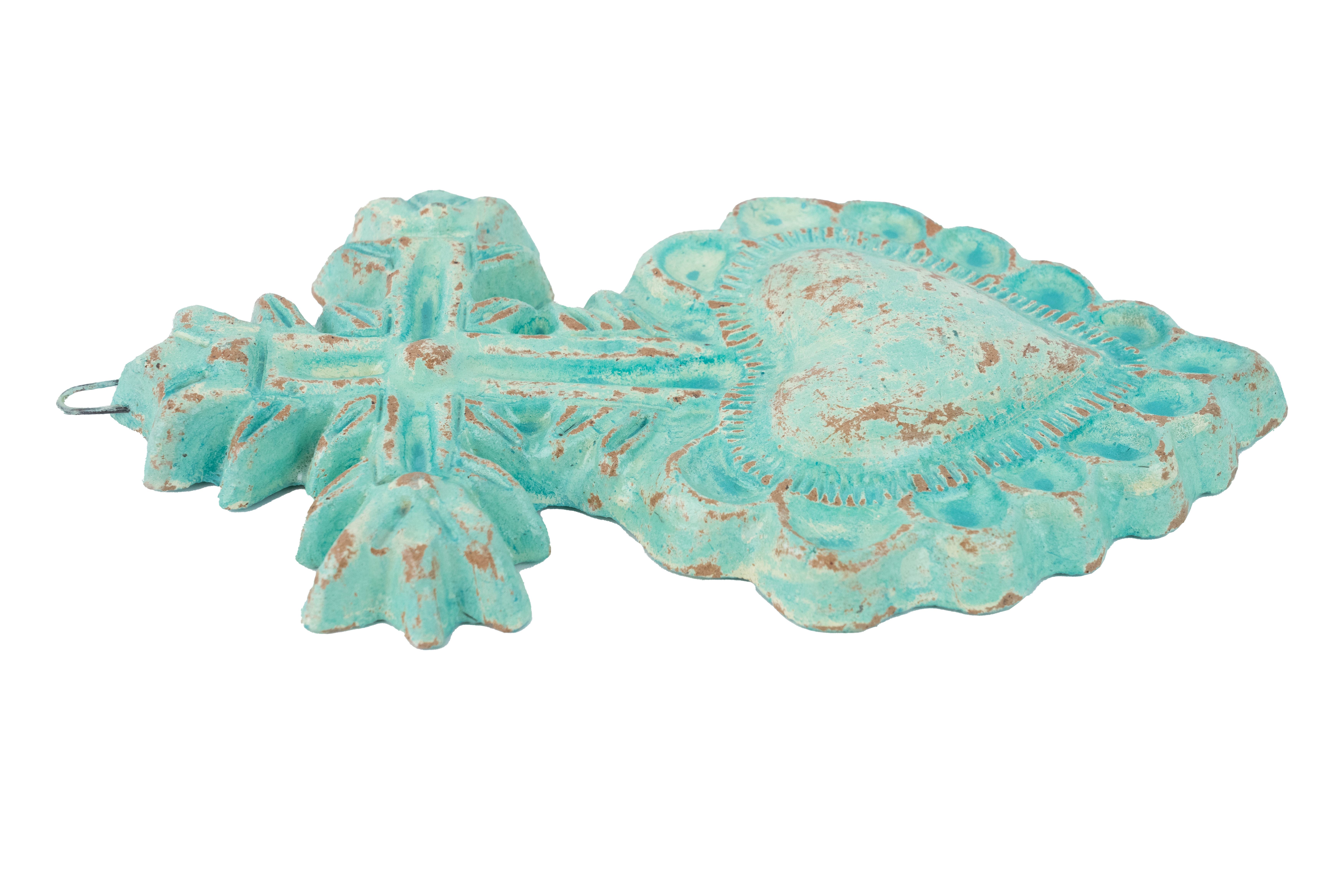 My Amigos Imports – wholesale Wall cross – Corpus Clay Heart with Cross-7.5x13 in-Handmade-3 Colors4