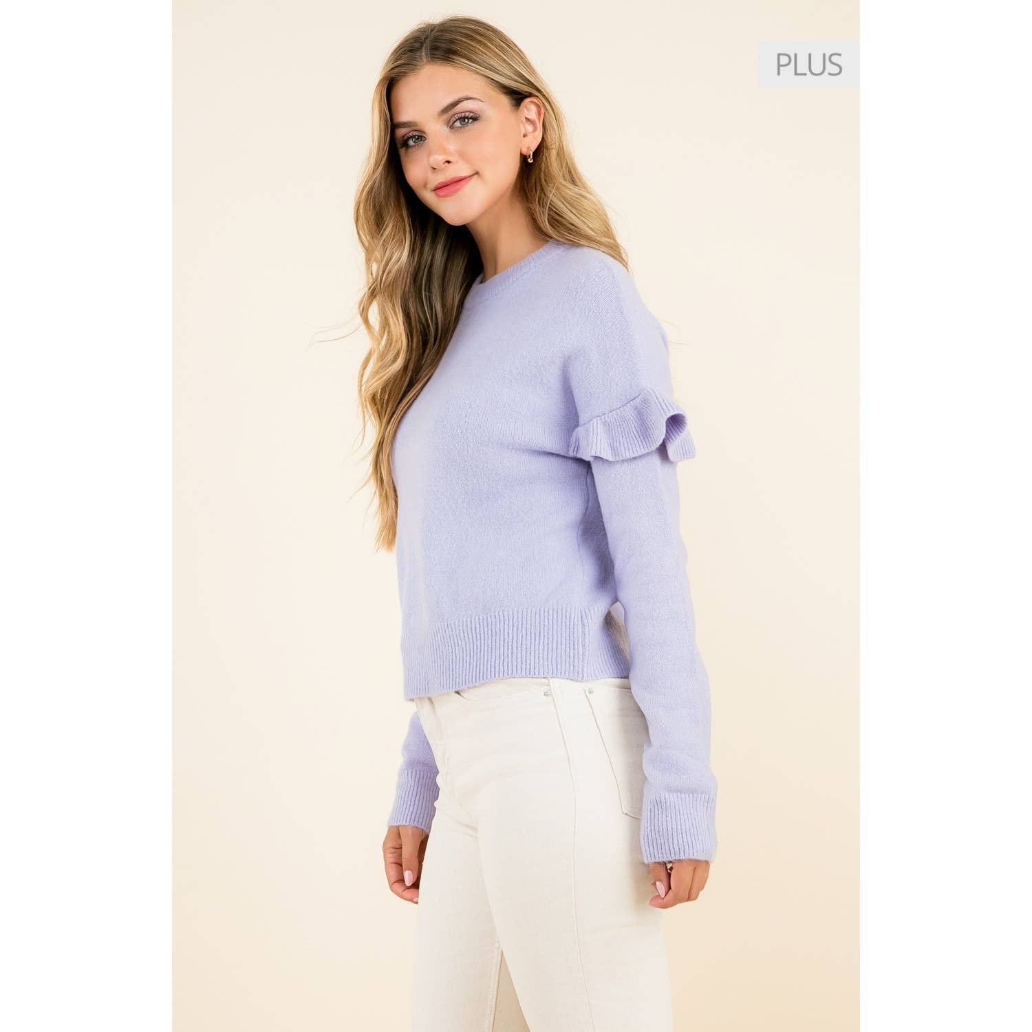 LILAC /Size XL/ Ruffle Sleeve Sweater for wholesale on Faire7