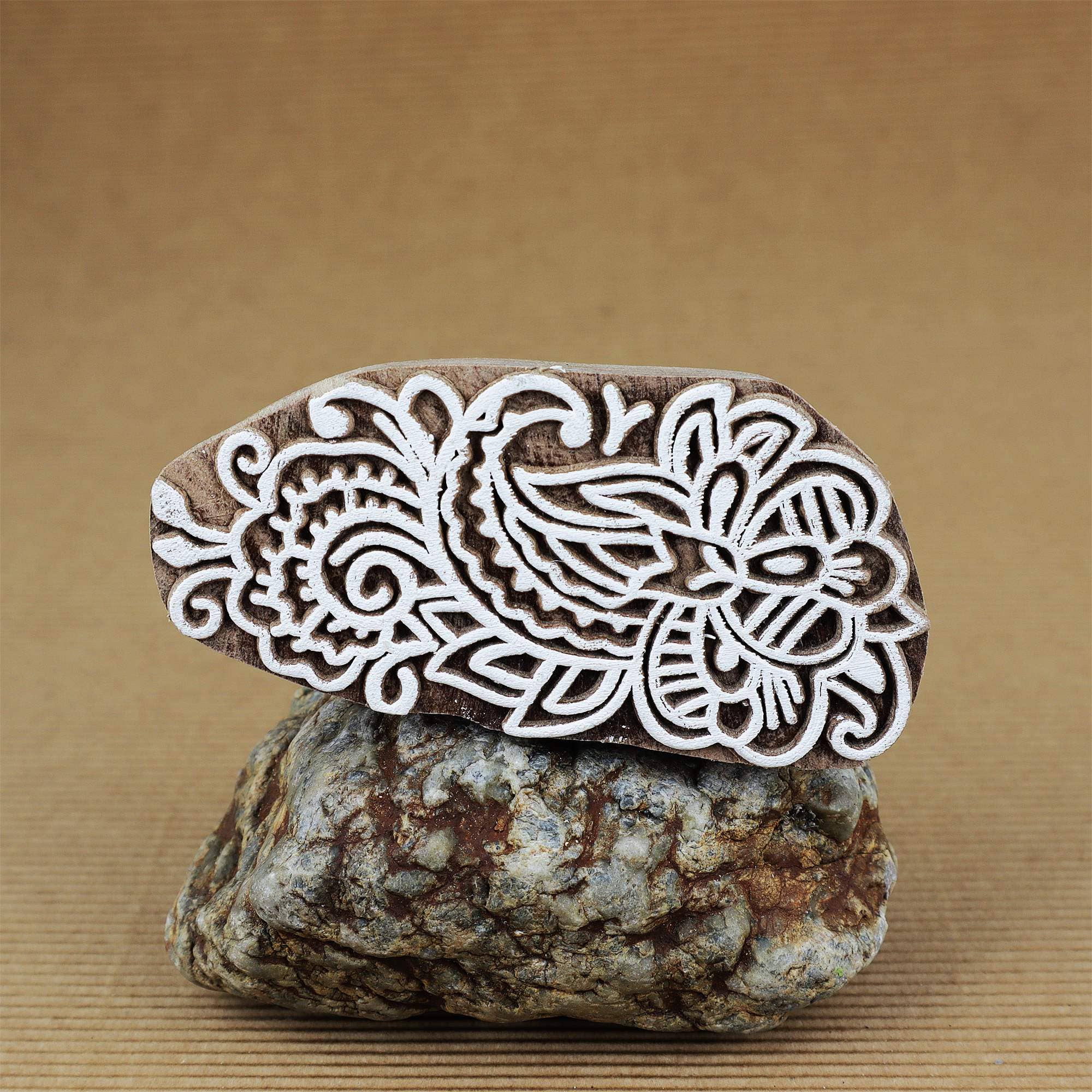 Tribal Trade GmbH - Wholesale Rubber/Decorative Stamp - Stamp Wood Flower Mix 9cm Decoration Floral Wood Stamp2