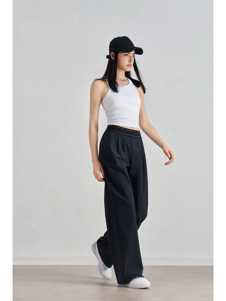 91thelabel - Wholesale Athletic Pants - Women's - Blair Contrast Waistband Ultra Relaxed Wide-Leg Active Pant5
