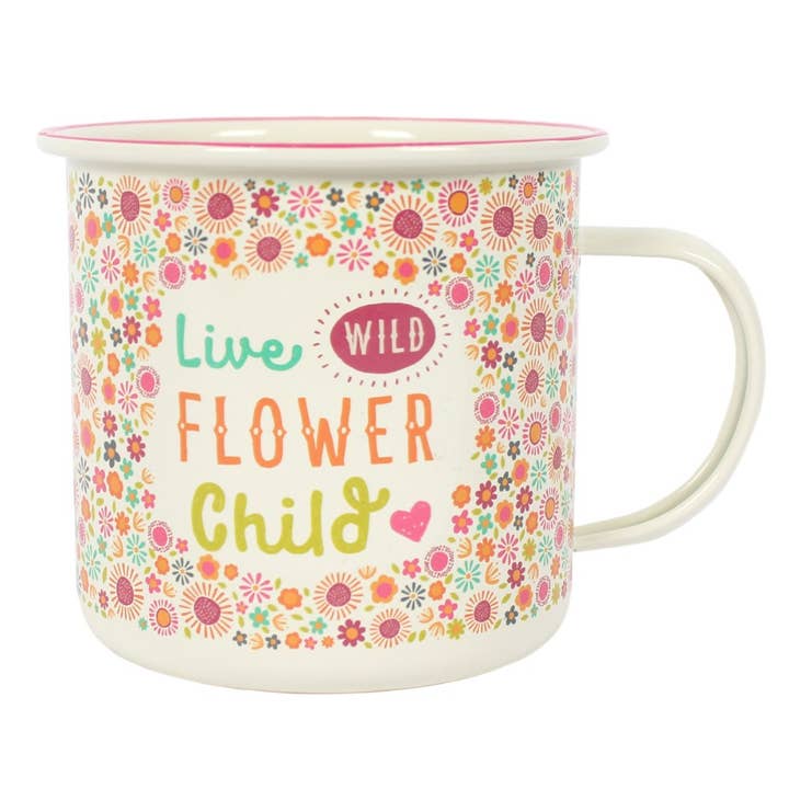 Flower Child Enamel Mug for wholesale by Something Different Wholesale