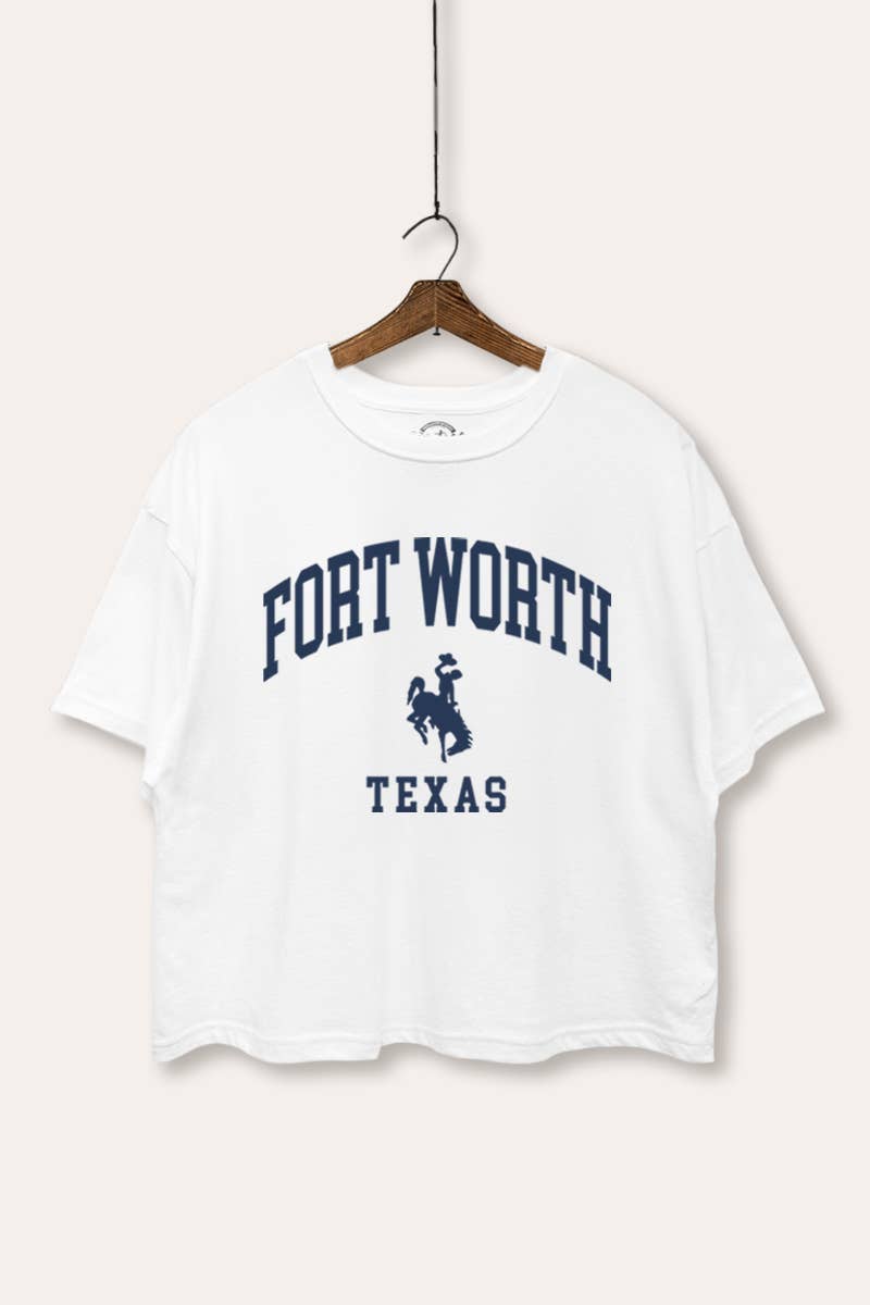 VINTAGE POINT USA - Vendita all'ingrosso Maglietta serigrafata - Donna - TOP CORTO GRAFICO "RODEO FORT WORTH, TEXAS"3