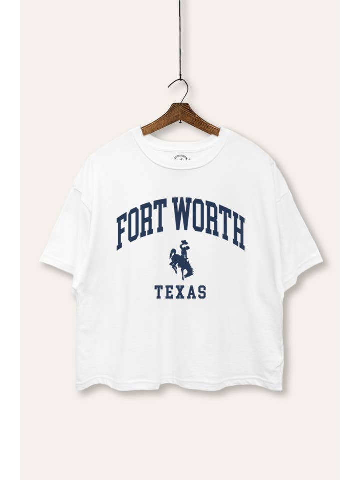 VINTAGE POINT USA - Vendita all'ingrosso Maglietta serigrafata - Donna - TOP CORTO GRAFICO "RODEO FORT WORTH, TEXAS"3