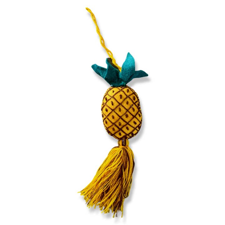 Embroidered Pineapple Mexican Oaxaca Yarn Ornament Pom Pom for wholesale by Sanyork Fair Trade